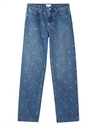 Paola Printed Logo Jeans - Denim Washed Blue
